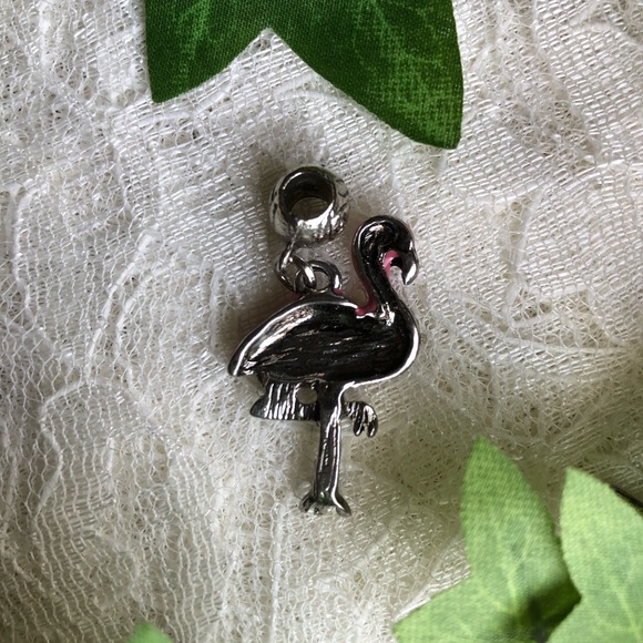 Six Piece Vintage Pink Flamingo Charm Lot: Three Styles for Bracelet or Necklace - Picture 3 of 7